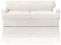 PrinceDeco T Cushion Sofa Slipcover 3 Pieces Sofa Covers for T Cushion Couch Soft Couch Covers Sofa Slip Cover Furniture Covers with 2 Individual T Shape Seat Covers Width Up to 88", Porcelain