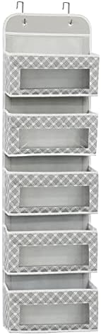 Simple Houseware 5 Clear Window Pocket Over Door Hanging Organizer, Gray