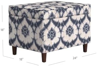 Spatial Order 24" Dinah Collection Storage Ottoman - Blue Medallion Print