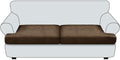 T Cushion Sofa Slipcovers Leather-Look 2PC Stretch Sofa Cushion Covers for 2 Cushion Couch Individually Couch Seat Cover with Elastic Bands, Pet-Friendly, Non-Slip, Easy Fit - Dark Brown