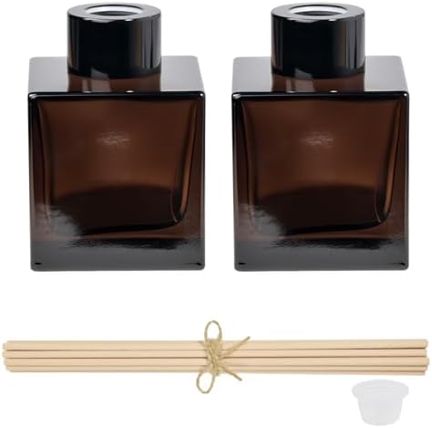 100ml 2pcs Reed Diffuser Bottles - Fragrance Diffuser Empty Bottle with 20pcs Reed Sticks for Home Fragrance Accessories and Women Gift Room,Home,Bathroom Decor