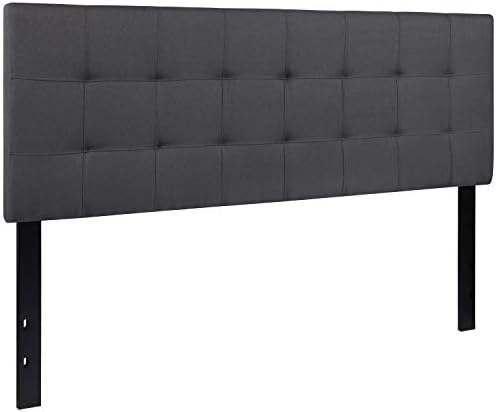 EMMA + OLIVER Dark Gray Queen Quilted Tufted Headboard