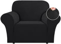 Flamingo P High Stretch Sofa Slipcover Non Slip Armchair Cover for Living Room Washable Pet Furniture Protector Covers with Elastic Bottom, Thick Jacquard Fabric (Small, Black)
