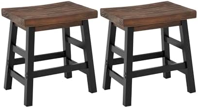 Alaterre Furniture Pomona Solid Wood Bar Stool Set of 2, Brown/Black, 20”