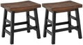 Alaterre Furniture Pomona Solid Wood Bar Stool Set of 2, Brown/Black, 20”