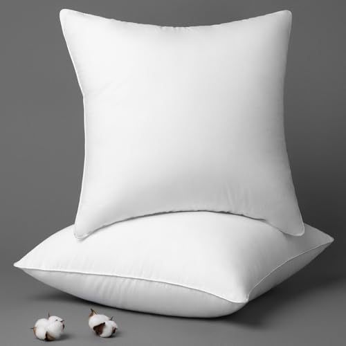 Phantoscope Throw Pillow Insert with 100% Cotton Cover, 24x24 Inch, 2 Pack