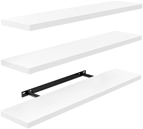 Amada 23.6" Floating Shelves for Wall Decor & Storage, Set of 3, White