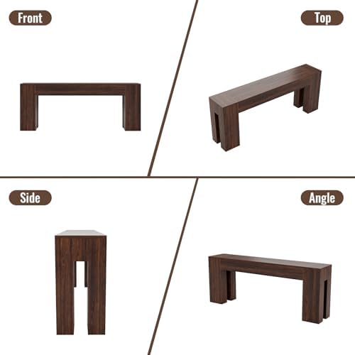 Epecoya 79-Inch Sofa Console Table for Entryway Living Room, Walnut Brown
