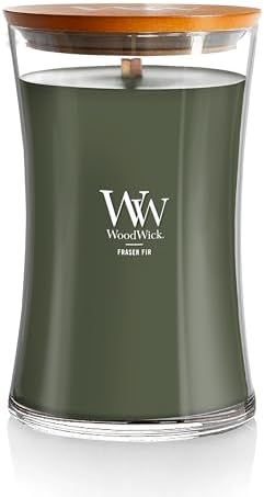 WoodWick Fraser Fir Scented Candle, Crackling Wick, 21.5oz
