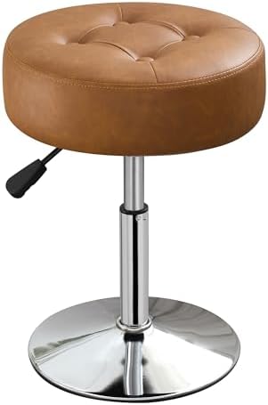 Brown Swivel Vanity Stool Vanity Chair for Makeup Room Adjustable Ottoman