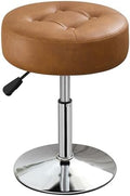 Brown Swivel Vanity Stool Vanity Chair for Makeup Room Adjustable Ottoman