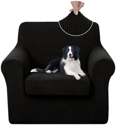 U-NICE HOME 2 Pieces Chair Covers Stretch Chair Slipcover, Black