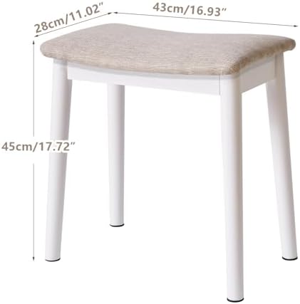IBUYKE Saddle Cushion Vanity Stool Chair, Piano Bench, Light Linen WBD007WY