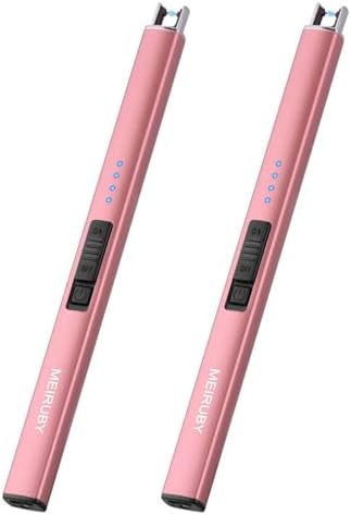 MEIRUBY 2 Pack Electric Candle Lighter, Christmas Stocking Stuffers Gifts for Women Mom Men Wife Sister, USB Arc Rechargeable Windproof Long Lighter for Candle BBQ Housewarming Birthday Gifts Idals