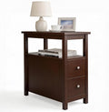 SUPER DEAL End Table with Drawers 3 Tier Narrow Side Table Wood Sofa Table for Living Room Bedroom Office Small Spaces, 23.6 x 24 inch Espresso
