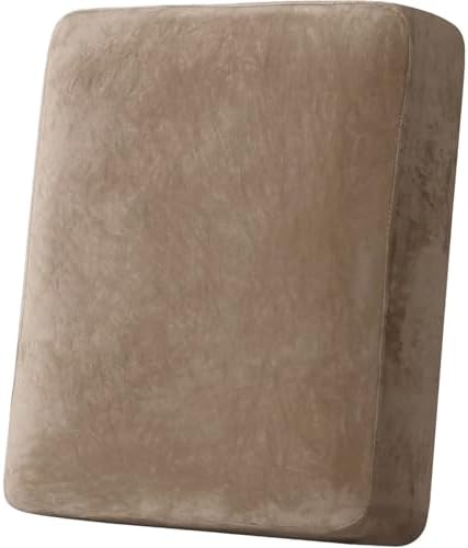 H.VERSAILTEX Velvet Stretch Couch Cushion Cover Plush Cushion Slipcover for Chair Cushion Furniture Protector Seat Cushion Sofa Cover (1 Piece Armchair Cushion Covers, Camel)