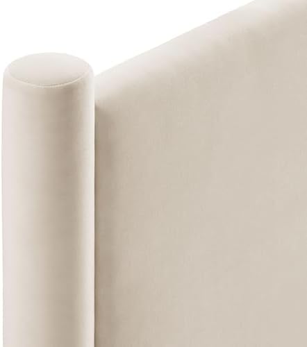 Modway Rael King Upholstered Headboard with Pillars in Alabaster – Velvet Headboard – Stain-Resistant Performance Velvet Headboard for King Size Beds
