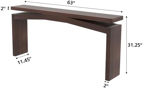 Epecoya Modern Dark Brown Console Table for Living Room, 63 Inch