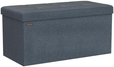 SONGMICS 30 Inches Folding Storage Ottoman Bench, Load 660 lb