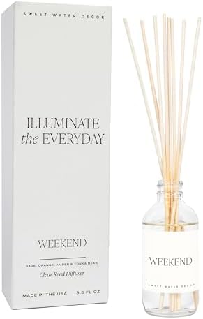 Sweet Water Decor Weekend Reed Diffuser Set for Home - Sage, Orange, Amber, Tonka Bean Scented Reed Diffusers - Air Freshener Lasts 4+ Months, Made in the USA