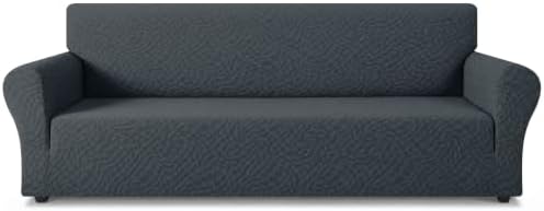 ZNSAYOTX 1 Piece Stretch Oversized Sofa Covers (91"-112"), New Plaid Couch Cover with Non-Slip Buckle for Dog Pets, Ultimate Soft Cozy Washable X-Large Sofa Slipcover Form Fit Protector, Dark Grey
