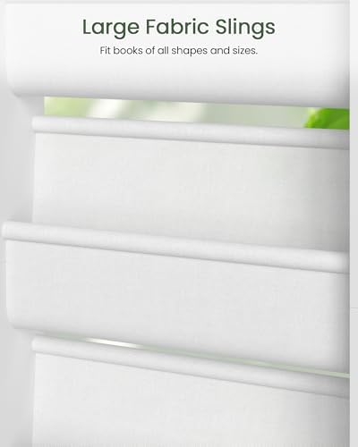 CHOEZON Wall Mounted Kids Bookshelf, 4 Tier Fabric Book Shelf for Kids Rooms, Bookshelf Organizer for Nursery, Classroom, Door Behind, Holds Books, Toys, White MCW40WB