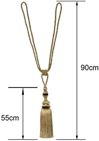 2 Pack Tassel Curtain Tiebacks Drapery Curtain Holdbacks-Gold