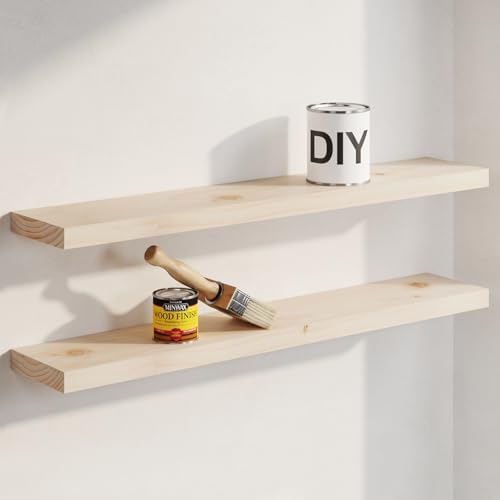 Homeforia 30 Inch DIY Floating Shelves, High-End Solid Pine Wood, Set of 2