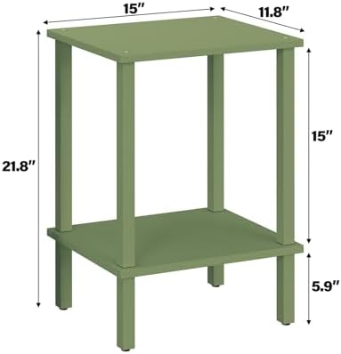TUTOTAK End Table, Set of 2, Side Table, Nightstand, 2-Tier Storage Shelf