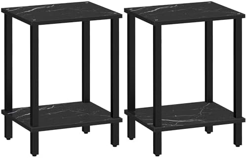TUTOTAK End Table, Set of 2, Side Table, Nightstand, 2-Tier Storage Shelf