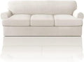 PrinceDeco T Cushion Sofa Slipcover 4 Pieces Sofa Covers for T Cushion Couch Soft Sofa Slip Covers Furniture Protector with 3 Individual T Shape Seat Covers (70"-88") Washable, Ivory