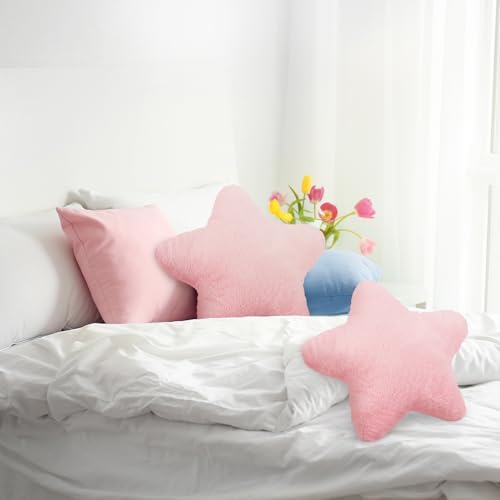 Sumind 2 Pcs 15.7 Inch Pink Star Pillow Decorative Throw Pillow
