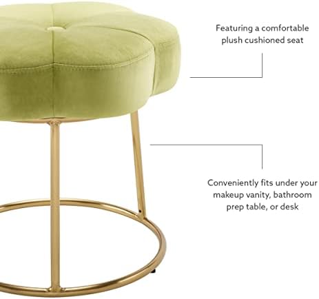 Linon Talulah Light Green and Gold Vanity and Accent Stool