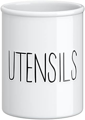 Barnyard Designs Ceramic Farmhouse Kitchen Utensil Holder 7" (White)