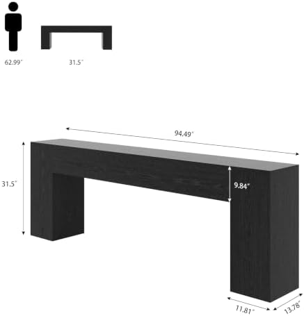 Epecoya Console Tables for Entry Way, Black Sofa Table 94.5-Inch