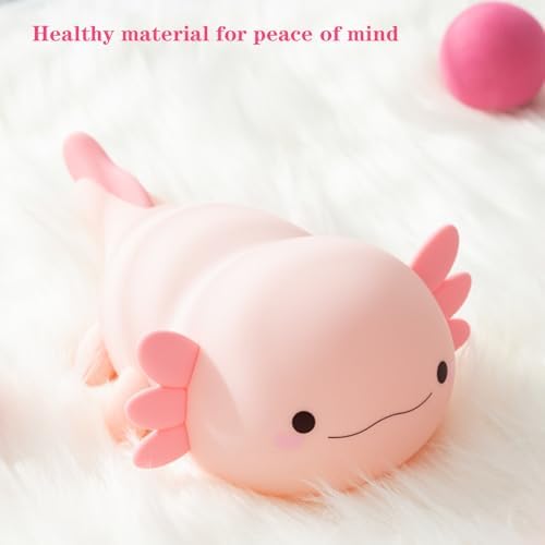 Cute Axolotl Night Light, LED Squishy Night Lamp, Dimmable Nursery Nightlight for Kids, Rechargeable Timer Touch Lamp, Dorm Decor, Kids Funny Gifts (Axolotl)