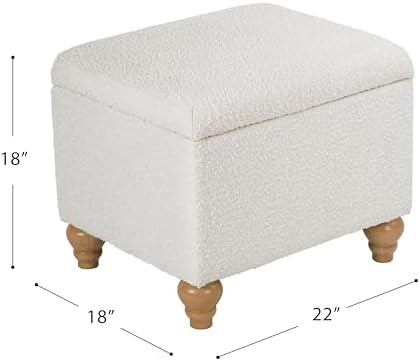 Spatial Order 22" Medium Rectangular Storage Ottoman - Cream Boucle