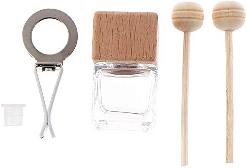 10 Pack,8ml Clear Glass Car Air Freshener Perfume Clip Diffuser,Empty Essential Oil Perfume Vials Diffuser Vent Outlet,Thick Glass Ornament With Wooden Caps,FREE Funnel,Dropper