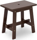 BEEFURNI 18-Inch Rectangular Acacia Wood Stool, Small Bench, Natural Wood (Wood Brown, Rectangular Wooden Stool)