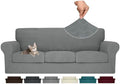MAXIJIN 4 Piece Couch Covers for 3 Cushion Couch Sofa Covers, Stretch Couch Slipcovers for Sofas with 3 Cushions, Thick 3 Seat Furniture Protector for Dogs Pet (71"-91", Light Gray)