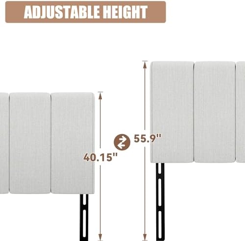 Yongchuang Upholstered Queen Headboard Only, Modern Linen Grayish White