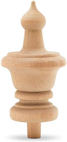 Unfinished Wood Finials Decorative, 3-1/2 inch, for Bed Post Finial, Curtain Rod Finials, Flagpole Topper, and Crafts, Pack of 25 Large Craft Finials, by Woodpeckers