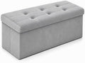 ALASDO 30 Inch Folding Storage Ottoman Bench with Hidden Storage, Velvet Storage Ottoman Foot Rest Stool, End of Bed Bench for Bedroom, Living Room, Entryway and Closet, Dark Gray