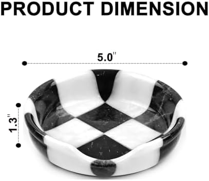 Marble Spoon Rest for Stove Top, Checkered Kitchen Utensil Holder, Coffee Bar Accessory, White Black