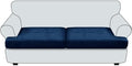 Leather Look Couch Cushion Covers - Slipcovers Sets for 2 Cushion Sofa (2PCS, Navy)