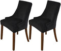 MIFXIN Velvet Wingback Side Chair Covers Slipcover Stretch Washable Sloping Armchair Accent Chair Protector Seat Cover for Dining Room Banquet Home Decor (2 Pack, Black)