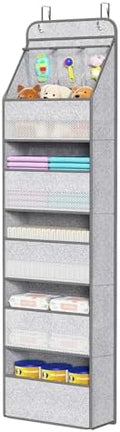 Univivi Over Door Hanging Organizer for Baby Nursery, Grey Pattern, 6-Shelf