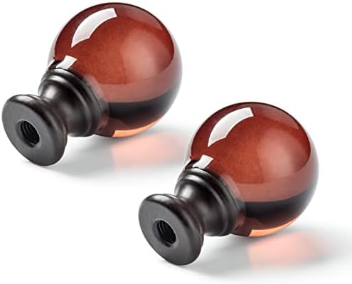 2 Pcs Lamp Finials, Ball Shaped Tawny Crystal Glass with Bronze Finish Screw Knob Base for Lamp Shade Top Cap, Decoration Accessories for Table and Floor Lamps (2 Inches Tall)