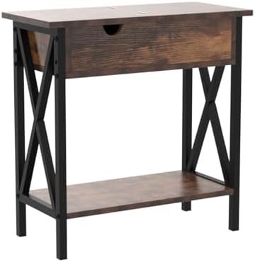 End Tables Living Room Set of 2 with Charging Station, 12"D x 24"W x 24"H
