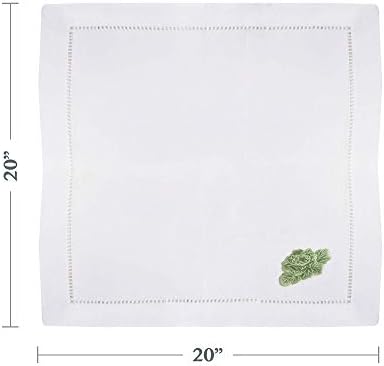 Handmade Cabbage Embroidery Napkin with Hemstitched Border (Set of 6)